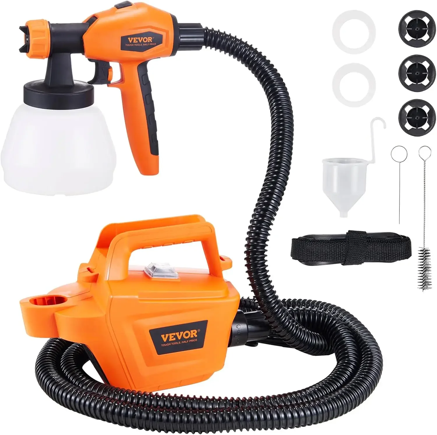 Paint Sprayer, 800W Electric Spray Paint Gun with 10FT Air Hose, 1300ml Container and 3 Spray Patterns, 4 Nozzles