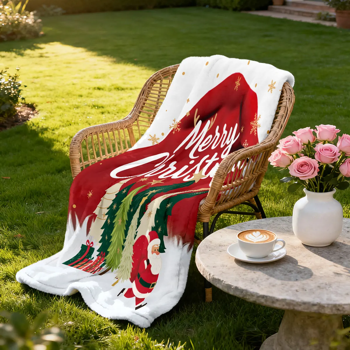 1 قطعة شجرة عيد ميلاد سعيد مطبوعة 230 جرام الفانيلا بطانية حجم لينة ومريحة عادية القيلولة بطانية آلة قابل للغسل #5