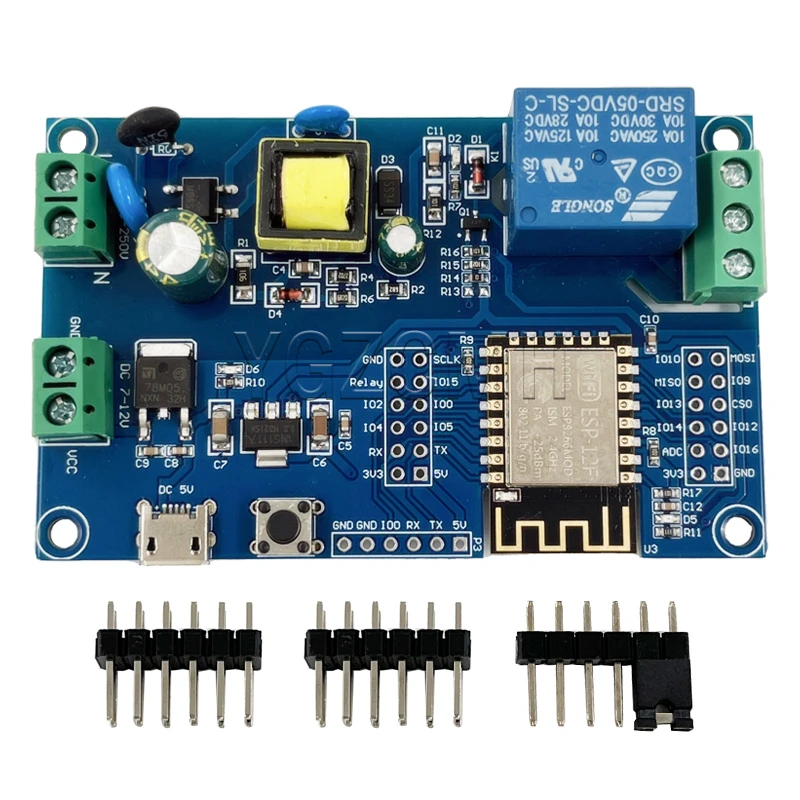 AC/DC ESP8266 WIFI Wireless Single Channel Relay Module 5V ESP-12F Development Board I/O Port Programmable LED