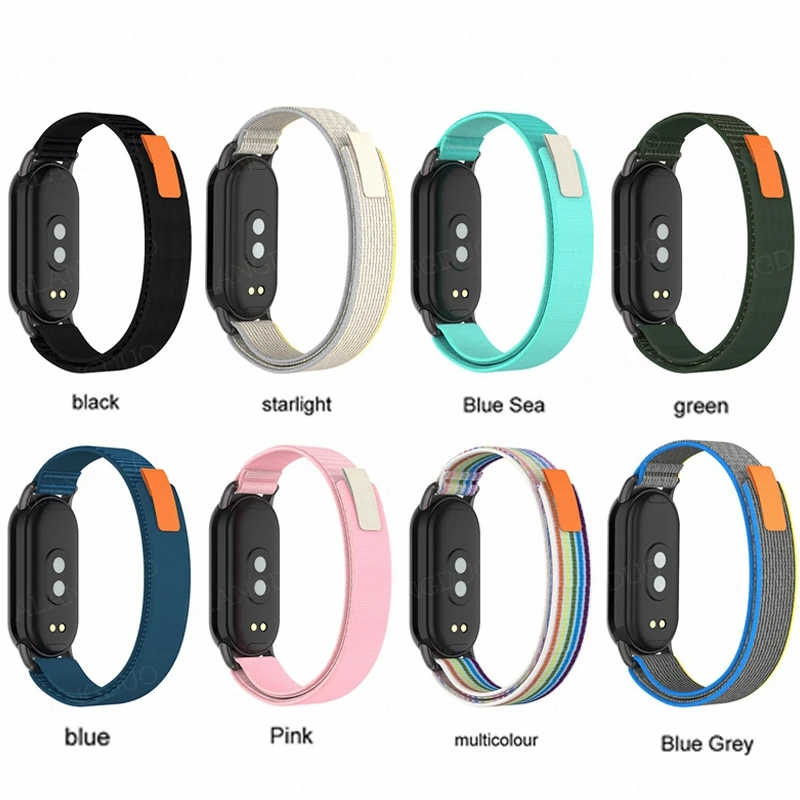 Correa de nailon para Xiaomi Mi Band 8, repuesto de pulsera multicolor
