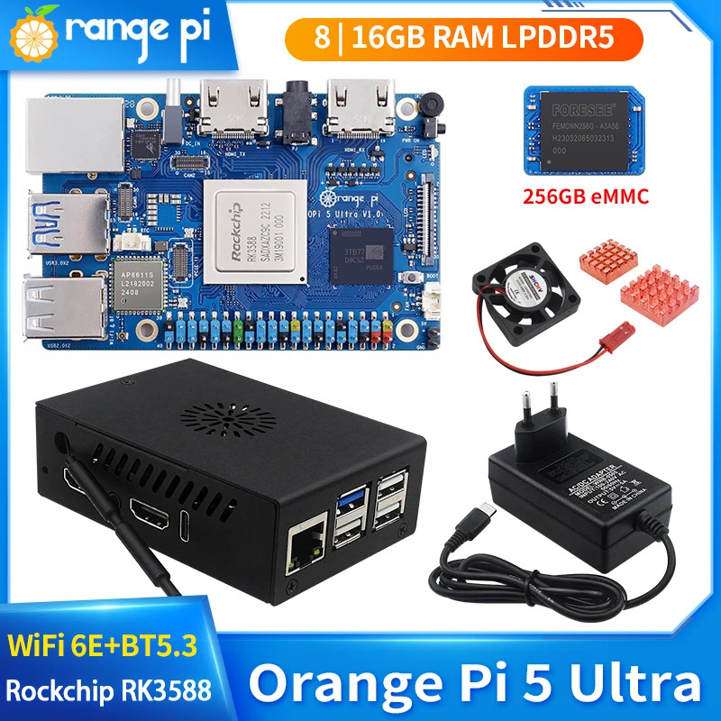 

Orange Pi 5 Ultra 8 ГБ 16 ГБ ОЗУ LPDDR5 Ram RK3588 Плата Rockchip Одноплатный компьютер WiFi 6E BT5.3 M2 SSD 6TOPS NPU Мини-ПК