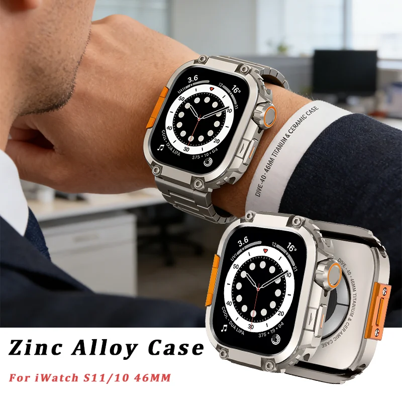 

Zinc Alloy Watch Case for Apple Watch Series 11 10 46mm Metal Frame Protective Shell Cover For iwatch 10 46MM Accessories