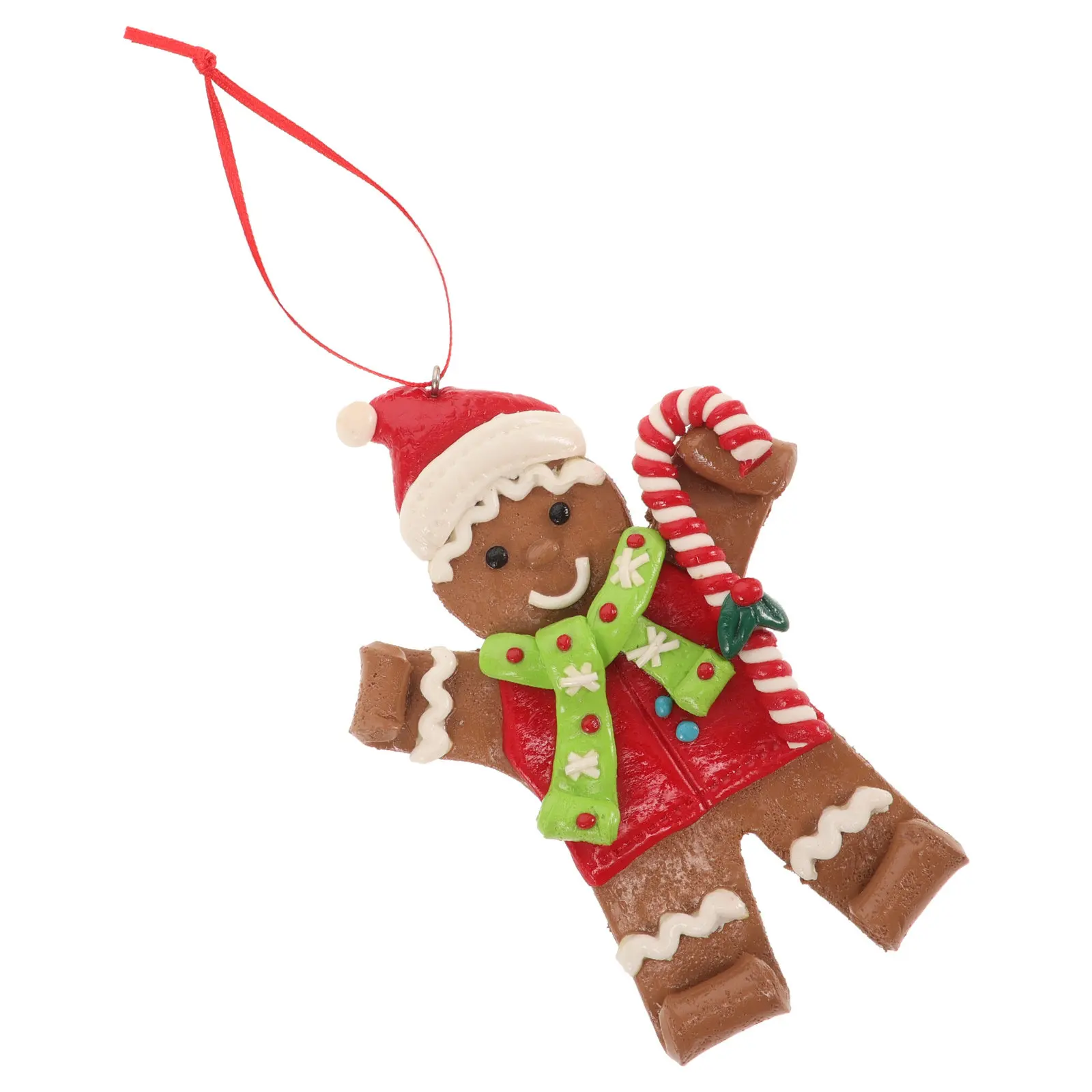 Gingerbread Christmas Ornament with Rope Soft Clay Vibrant Color Holiday Tree Decor Xmas Hanging Decoration New Year Party