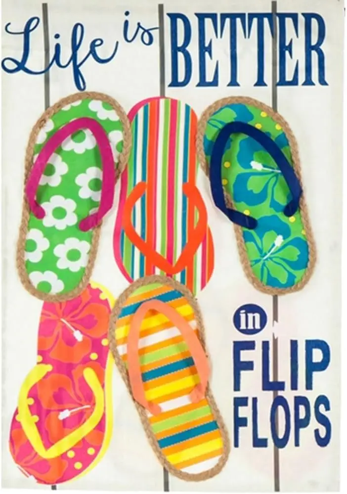 Life is Better in Flip Flops Garden Linen Flag - 13 x 1 x 18 Inches WWP zzo