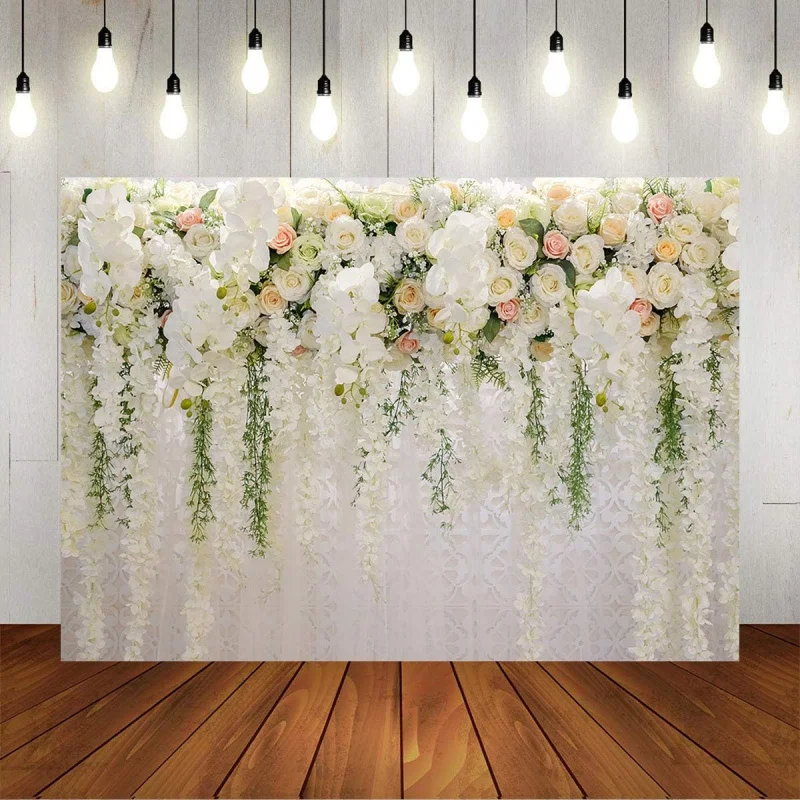 

Wedding Flower Backdrop Wall Floral Bridal Shower Backdrops for Photoshoot Wedding Decoration for Reception Photography Banner