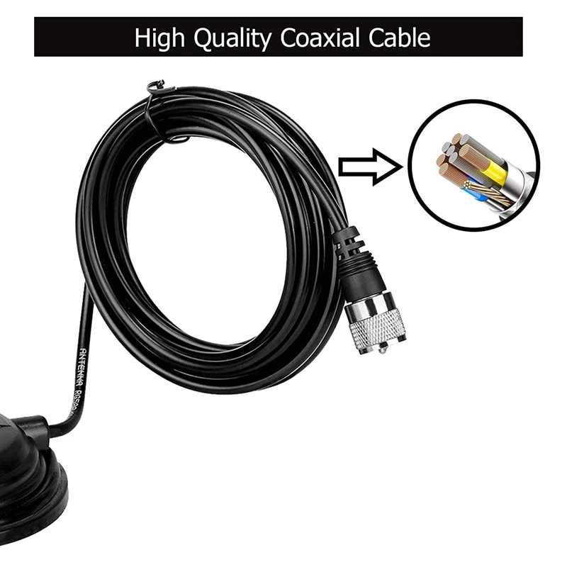 CA35 Magnetic Antenna Mount Base,Coaxial Cable UHF Male Connector, Magnetic Base With PL-259/UHF Female Connector