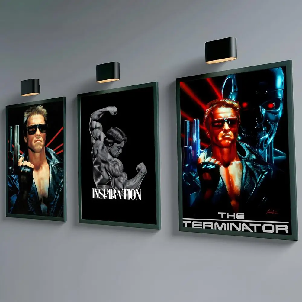 Actor Arnold Schwarzenegger Poster Self-adhesive Waterproof Paper Sticker Coffee House Bar Room Wall Decor