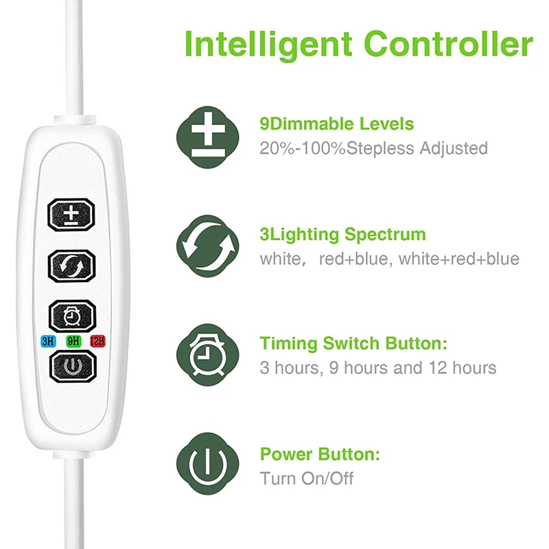 屋内植物用グローライト、植物用の高さ調節可能な自動タイマーを備えたフルスペクトルのホププラントライト