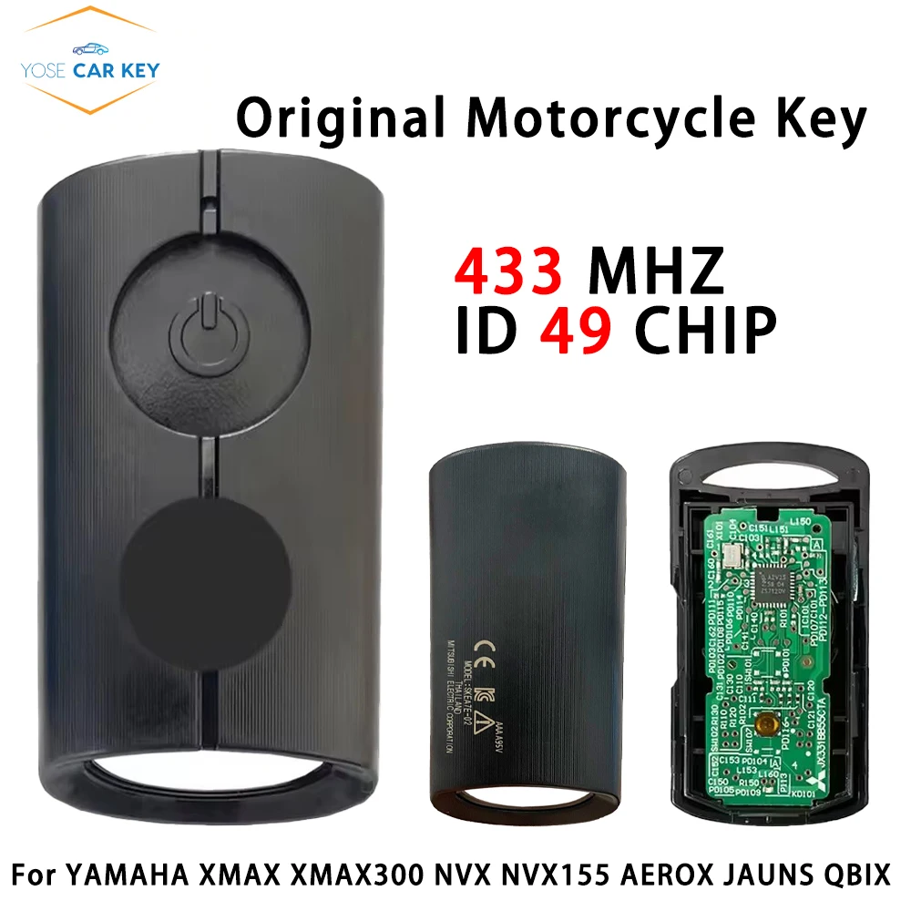 YOSE 433MHz ID49 Chip Original Remote Control Key Motorcycle For YAMAHA XMAX XMAX300 NVX NVX155 AEROX JAUNS QBIX