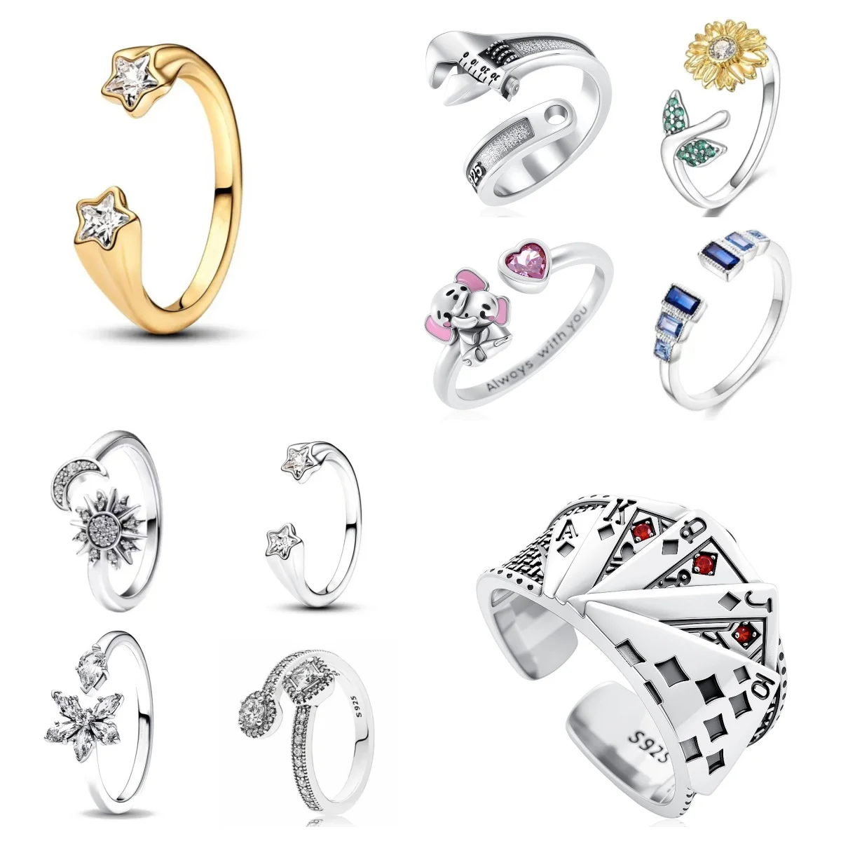 

Очаровательное регулируемое кольцо-тюльпан из стерлингового серебра 925 пробы с котом, размер 6, 8, женский оригинальный роскошный аксессуар с кристаллами, логотип S925