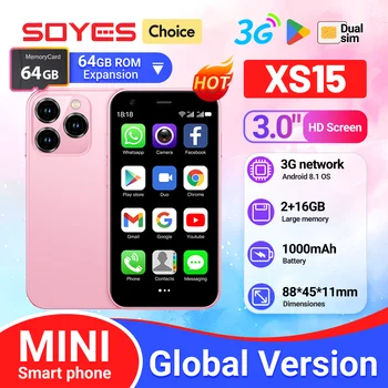 SOYES XS15 Mini Android8.1 Smartphone 3,0 Zoll Display 2 GB RAM 16 GB ROM Dual SIM Standby Play Store 3G kleines Telefon