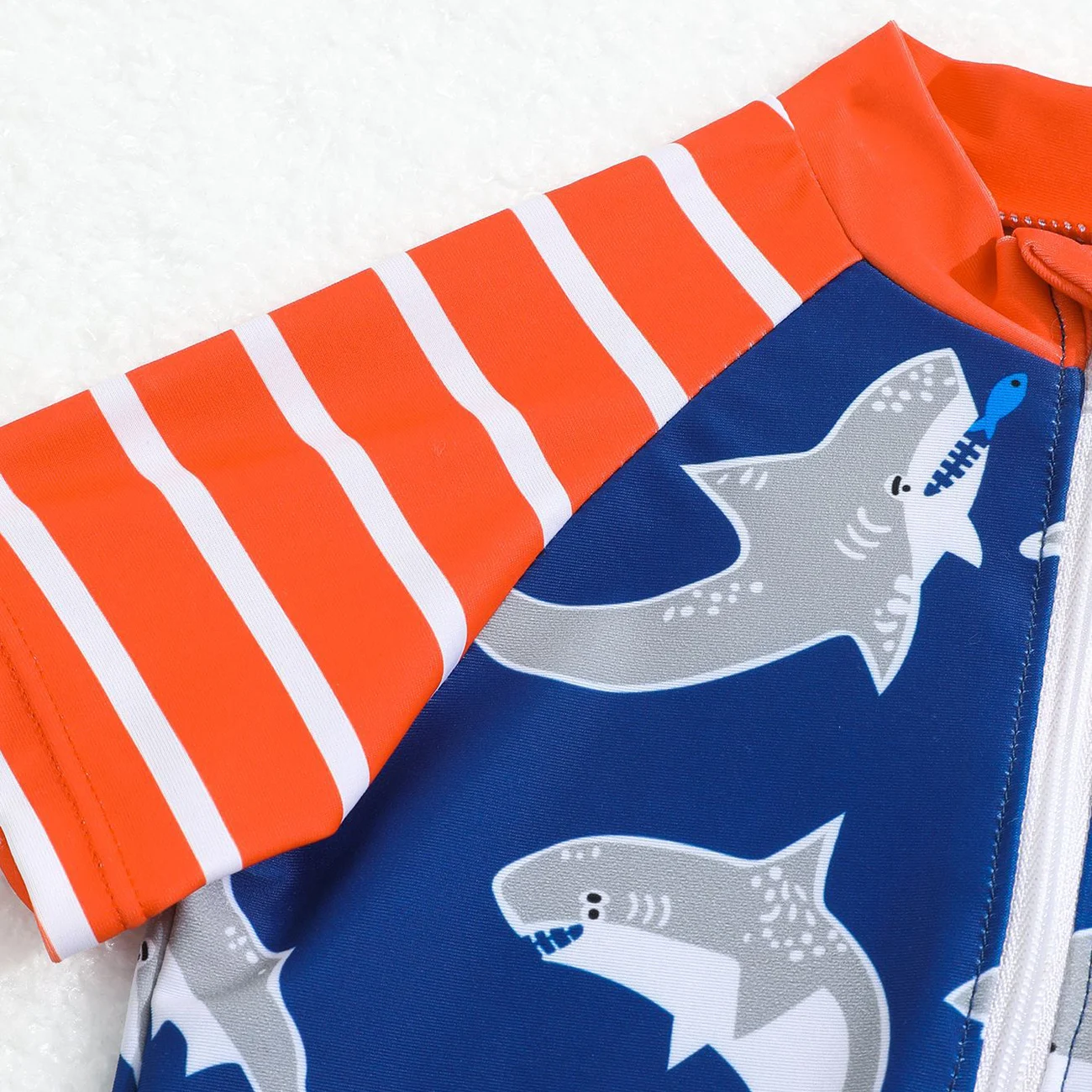 2024 NEW Toddler Boy One Piece Swimming Suit Cartoon Shark Summer Infant Baby Boys Swimwear Zipper Blue Bathing Suit 3-24M