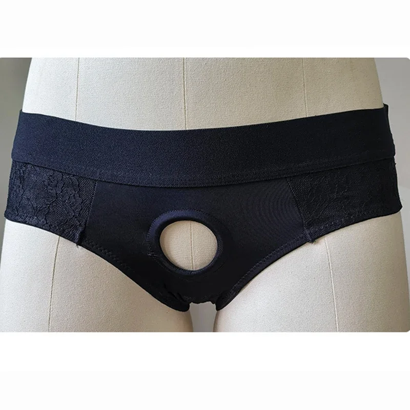 Unisex Strap On Harness Panties Lace Panty Strapless Underwear Strapon Briefs Crotchless