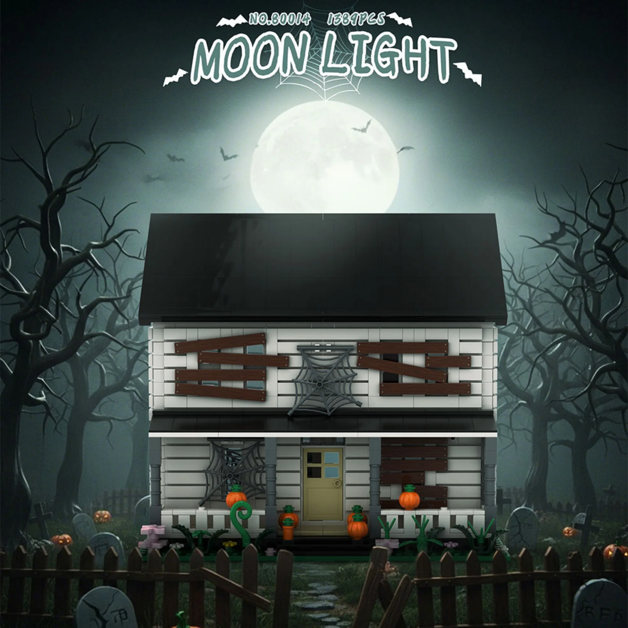 1398pcs Moon Light Secret Mansion Building Blocks Street View architecture Dark Chamber Bricks Toys for Adults Halloween Gifts