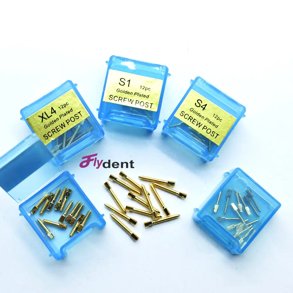 Dental vergoldeter Schraubenpfosten 12 Dental-Schraubenpfosten Dentalbedarf Dentalmaterialien
