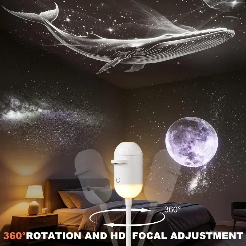 USB Starry Sky Projector Night Light 360° Adjustable Galaxy Atmosphere Lamp for Car Interior Home Bedroom Romantic Nightlight