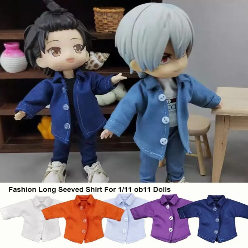 

Fashion Doll Long Seeved Shirt Casual Wear Gift Toys Doll T-shirt Jeans Tops 10 Styles for 1/11 ob11 Dolls For 1/12 Bjd Dolls