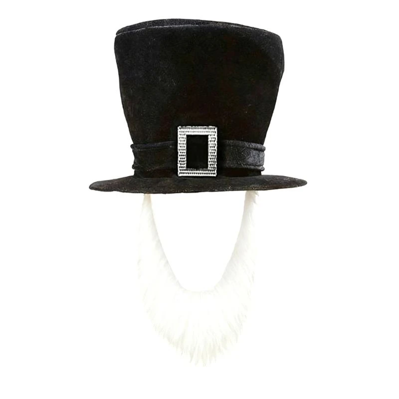 A52E Adult Pirate Hat With Attached Beard Halloween Party Accessory 55-60cm Head Size Soft Fabric For Costume Themes