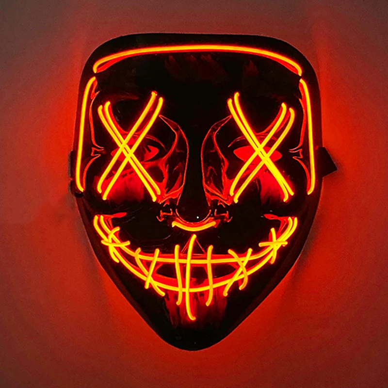 New Design Wireless Type Halloween LED Purge Mask Convenient Headwear Costume Mask Neon  Light Flashing For Carnival Halloween