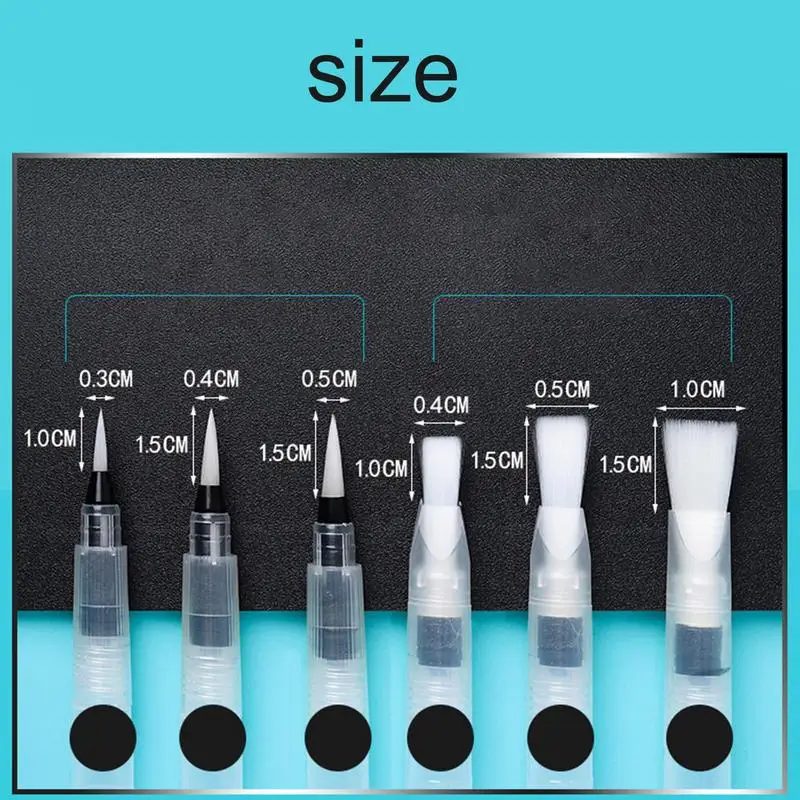 Set pena kuas cat air 6 buah, Set pena kuas warna air mudah dibersihkan, spidol lukis untuk melukis DIY