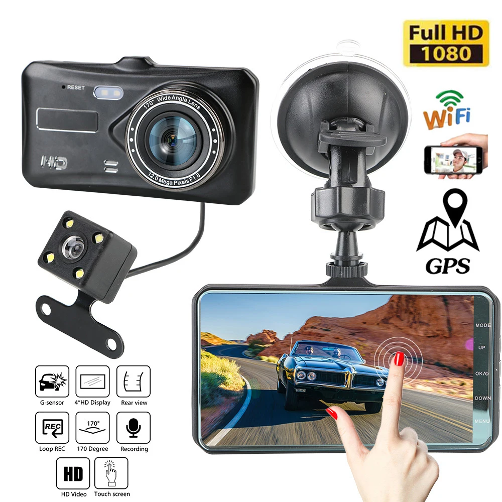 Car DVR WiFi GPS 1080P Full HD Dash Cam Rear View Car Video Recorder Black Box Night Vision Auto Camera Dashcam Parking Monitor