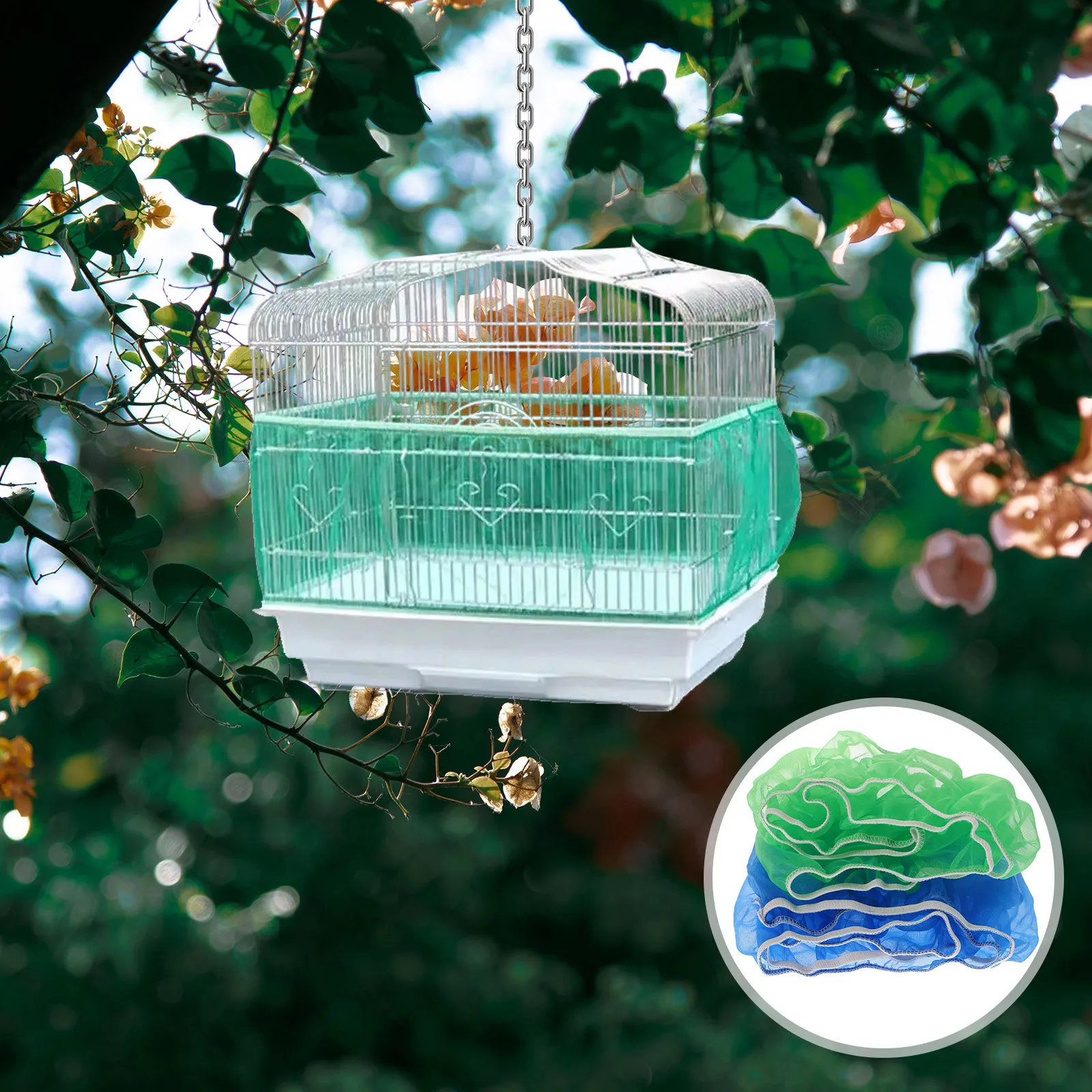 

2Pcs Elastic Bird Cage Covers Dust-Proof Mesh Guard Prevent Splashing Bird Cage Net Accessory Birdcage Cover