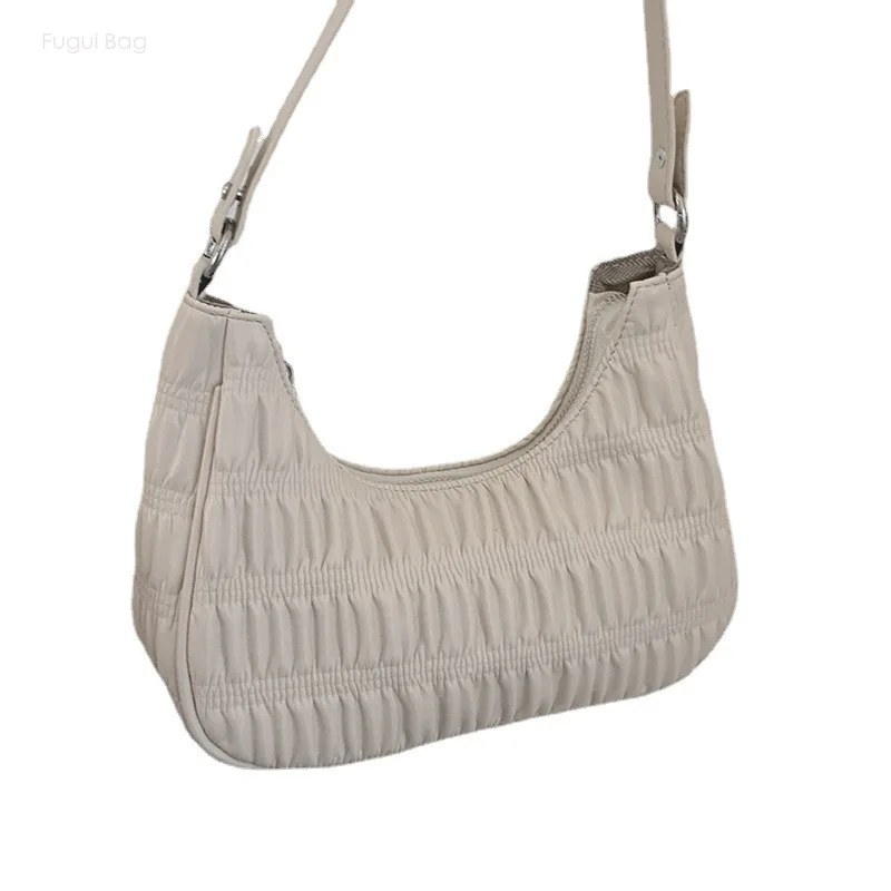 Sac à Bandoulière Portable pour Femme, Nouveau Style, Simple et Élégant, Haut de Gamme, Personnalisé, Solide, Plissé