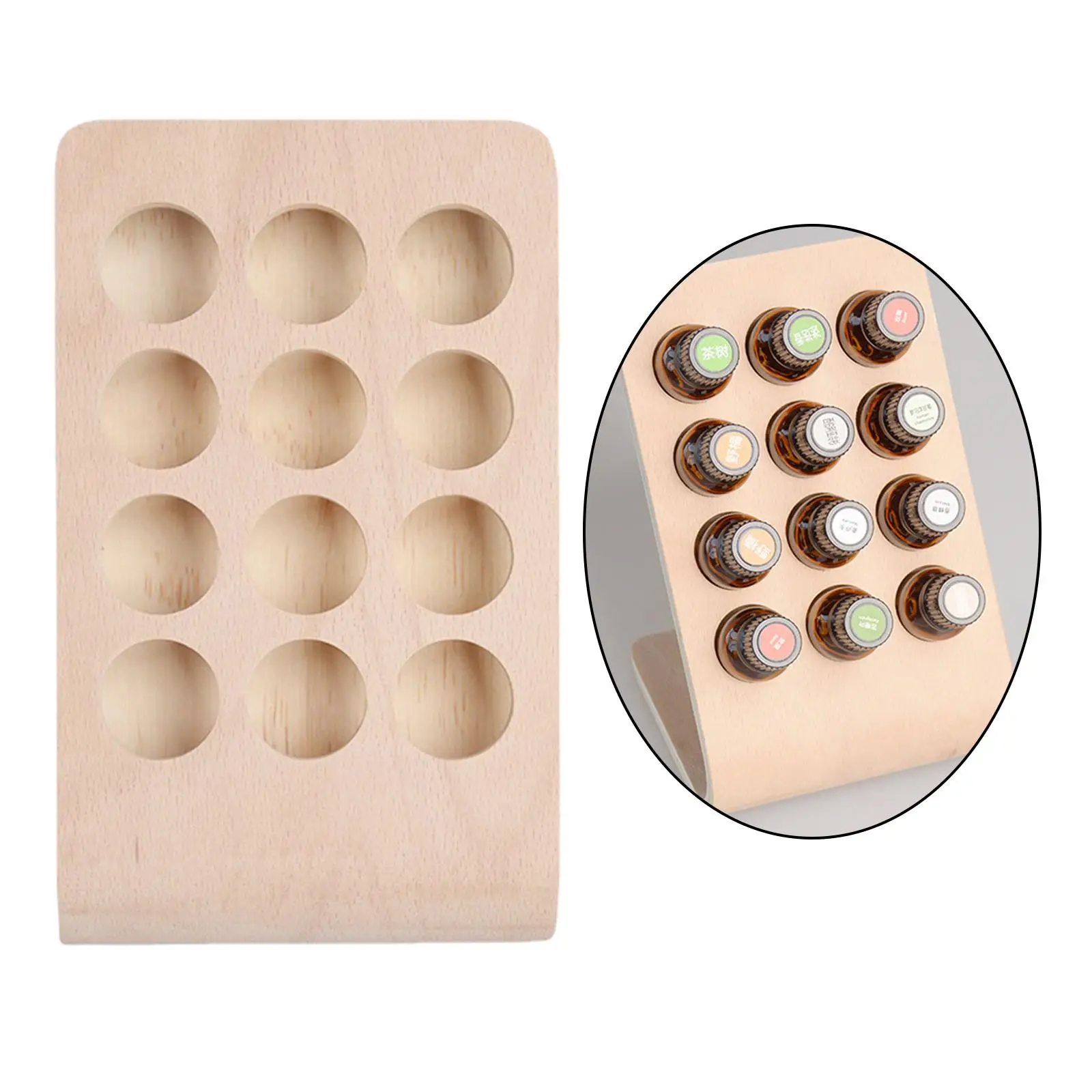 12 Holes 15ML Wood Essential Oil Display Stand Rack for Aromatherapy Perfume