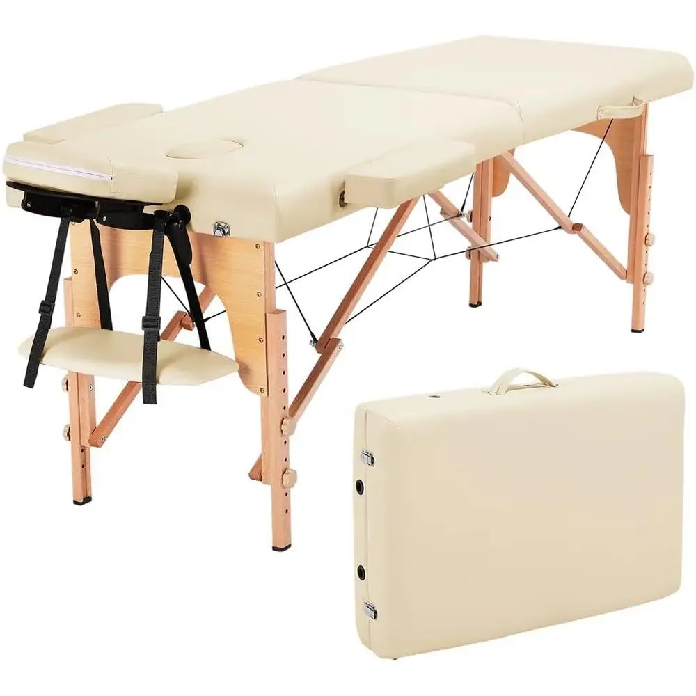 

Portable Adjustable Massage Table with Accessories and Carry Bag, Ideal for Spa, Tattoo, and Eyelash Services (Yellow)