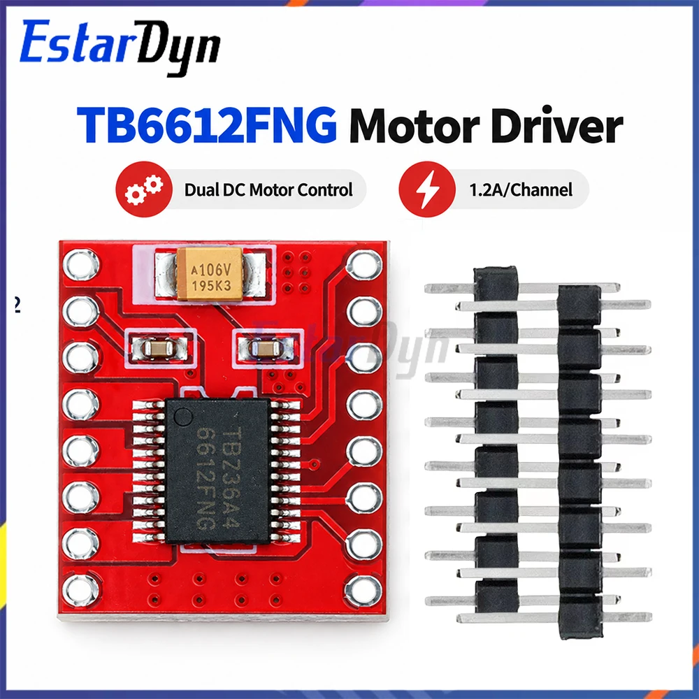 Estardyn TB6612FNG Dual Motor Driver Board 1.2A 3.2A Peak Dual H-Bridge PWM DC Motor Module 2.5-13.5V Standby