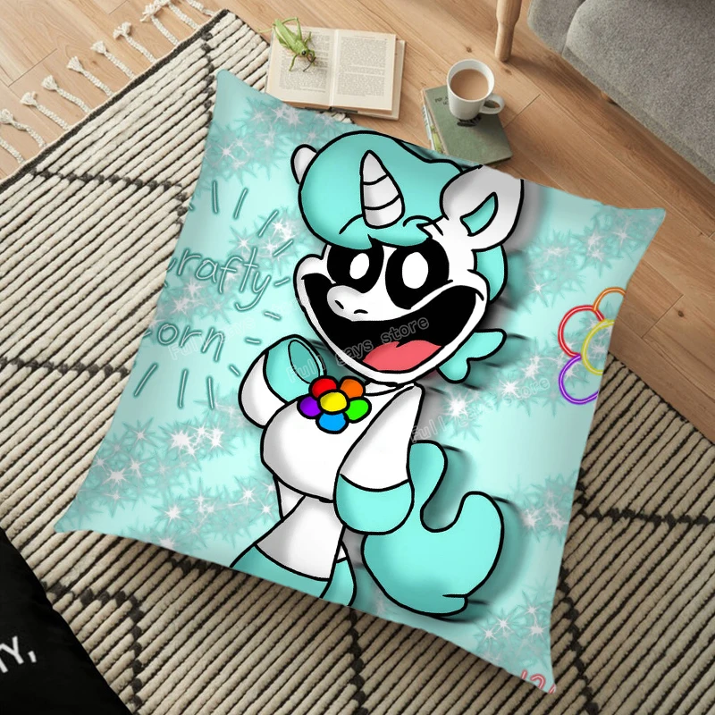 Smiling Critters Cushion Cover Pillow Case 45x45cm Catnap Dogday Pillowcase Game Pillowslip Room Car Decoration Home Decor Gift