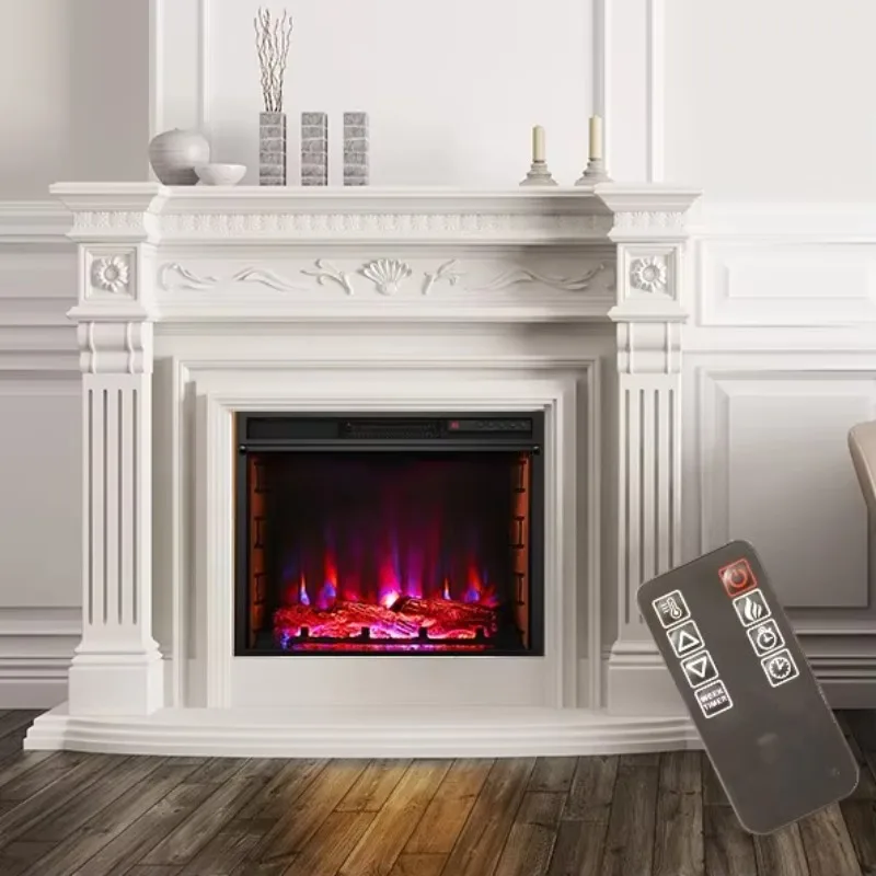 【ساخن】مواقد لهب للديكور الحديث وجهاز تحكم عن بعد LED 7 إعدادات لهب مدفأة كهربائية لرف الرخام الداخلي