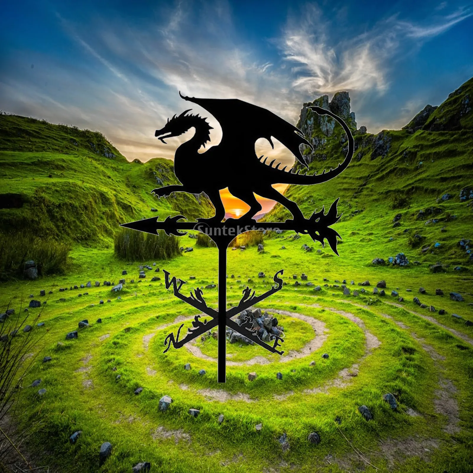 Weathervane Roof Mount Weather Vane Wind Direction Indicator Stake 50cm Tall