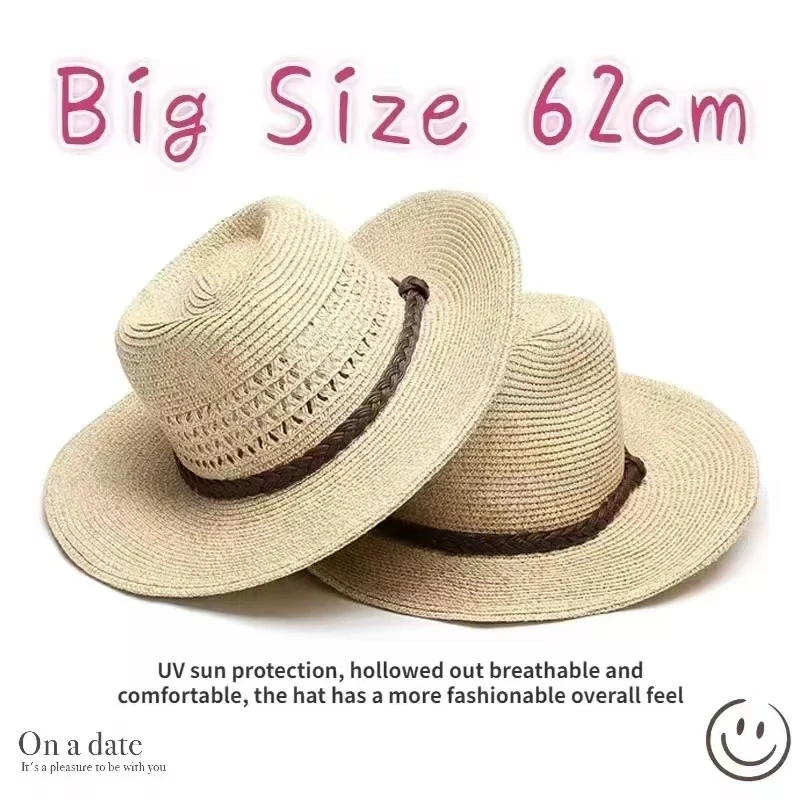 Sombrero de paja plegable hueco para hombre, sombrilla para exteriores, sombrero para el sol, sombrero para la playa, aleros gra