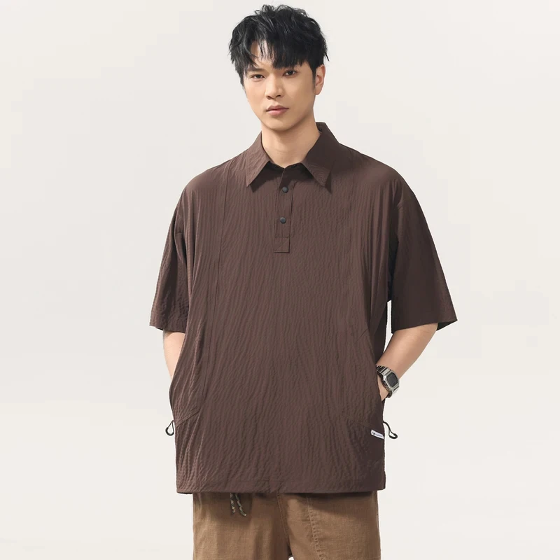 Summer Cool Vintage Fashion Short Sleeve Quick Dry Cargo POLO Shirt Men Outdoor Mountain Hiking Loose Casual Sport T-Shirt Tops