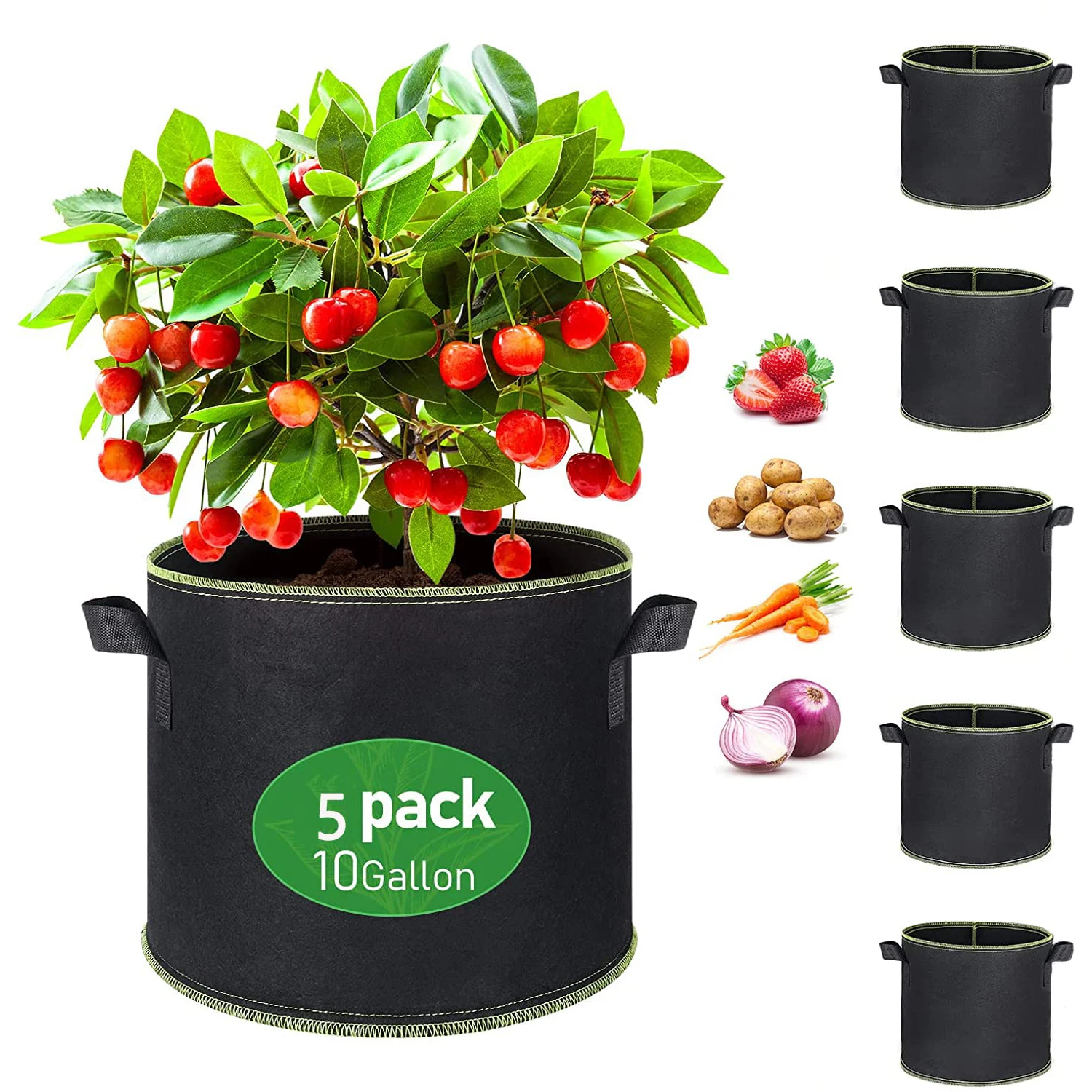 

Plant Bags Made of Non-Woven Fabric with Carry Handles, Reusable Plant Container, Garden Growing Bag of Tomatoes, Potatoes