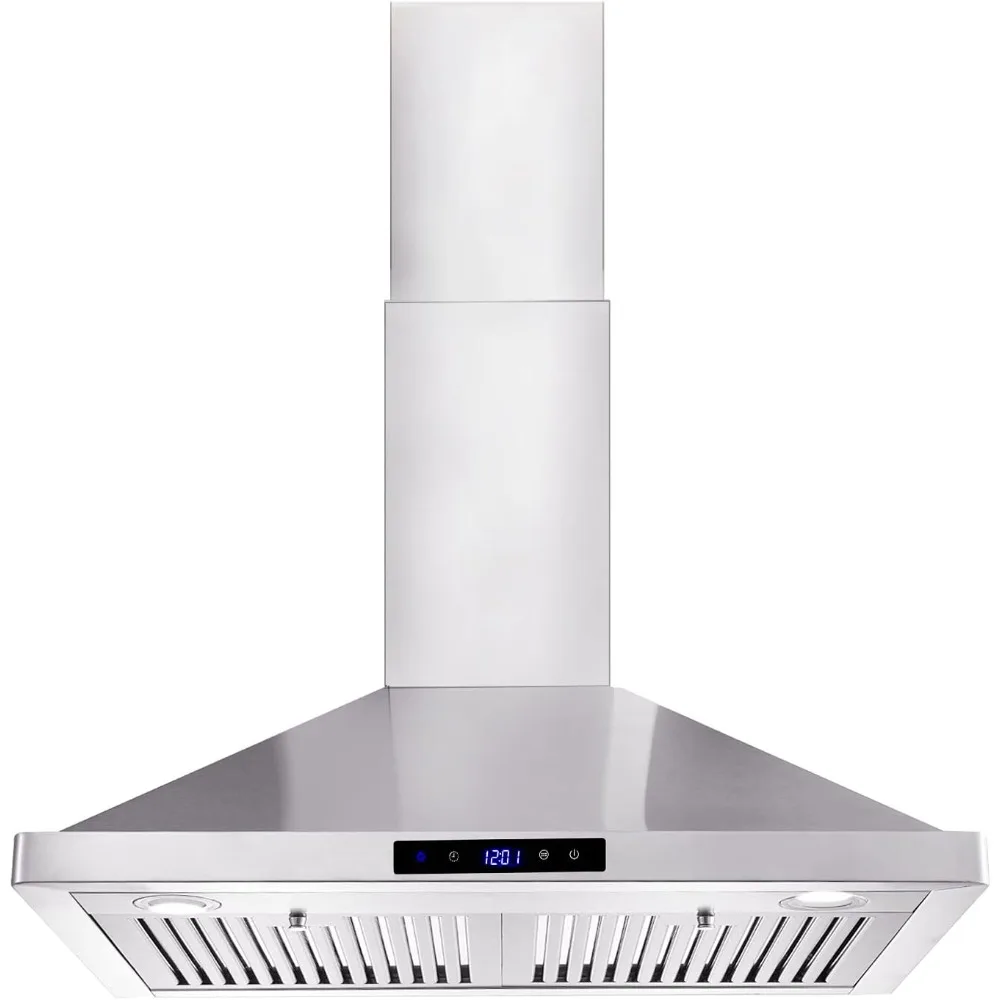 

Wall Mount Range Hood 30 inch Kitchen Hood 700 CFM with Ducted/Ductless Convertible Duct, Touch Control, Permanent Filters