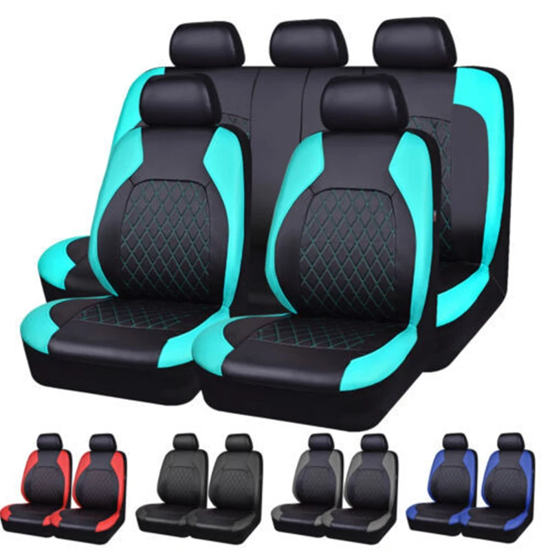 

Car Seat Covers Full Set 5 Colors Universal Interior Front Rear PU Leather Cushion for Auto Car Truck Vans Replacement 5 or 9pcs