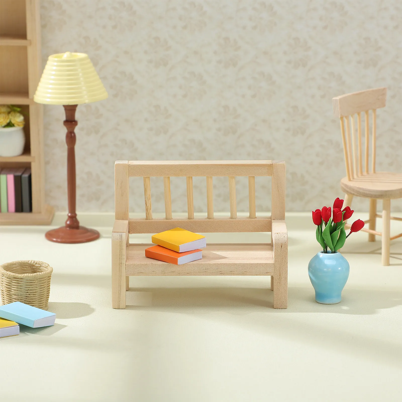 

2Pcs Miniature Wooden Bench Mini House Furniture Ornament Decorative Bench for Mini Room Miniature Furniture House Decor