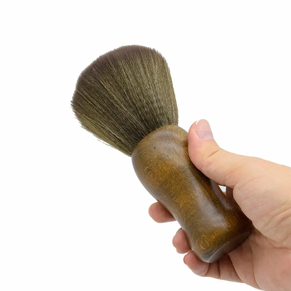 Broken Hair Removal Brush Neck Duster Wool Bristles Wooden Handle Hair Cutting Kit for Barber Shops Homes Easy Clean Design