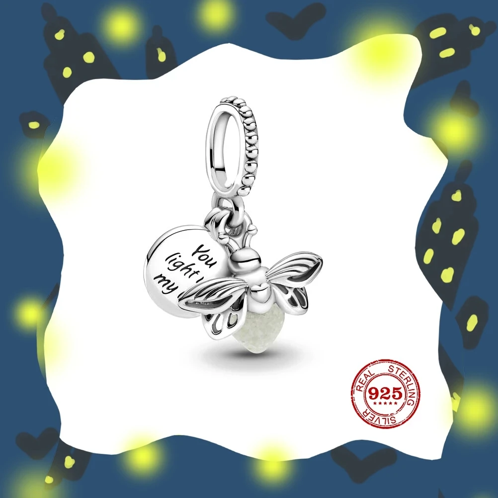 

2023 Newst Glow-in-the-dark Firefly Dangle Charm Pendant Beads fit Original Pandora Charms Silver 925 Bracelet DIY Women Jewelry