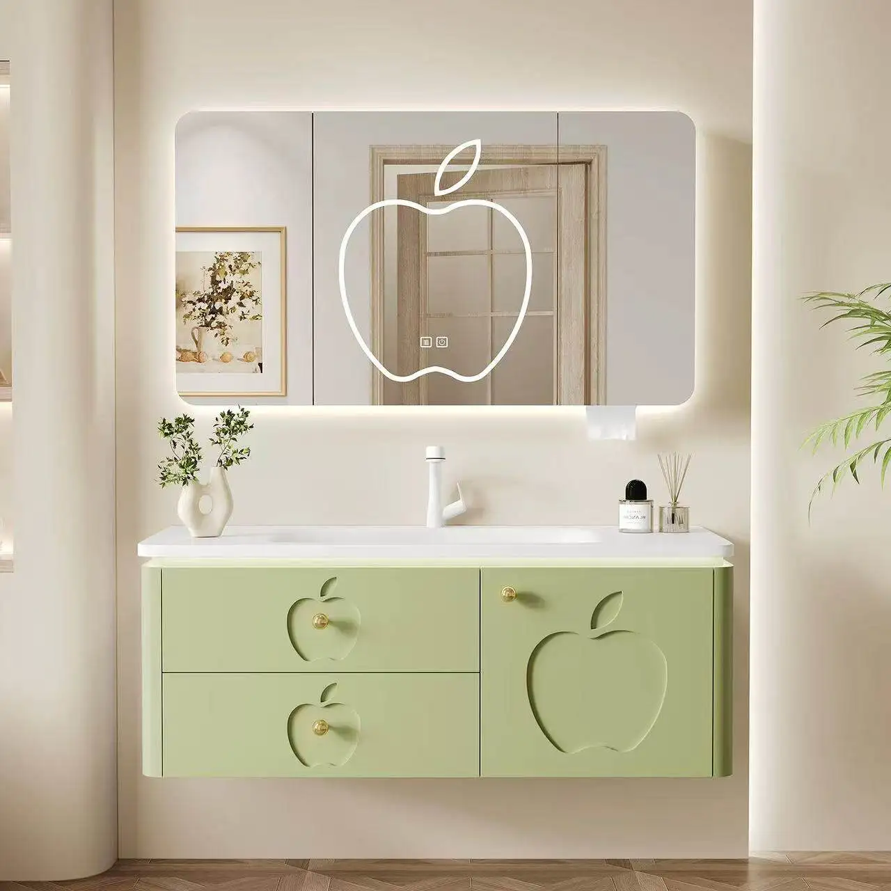 

Dopamine bathroom cabinet combination cream wind wash table integrated ceramic basin
