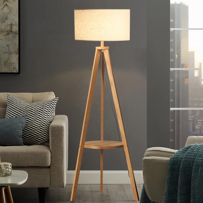 

Creative living room simple modern Nordic solid wood coffee table sofa vertical bedroom bedside floor lamp