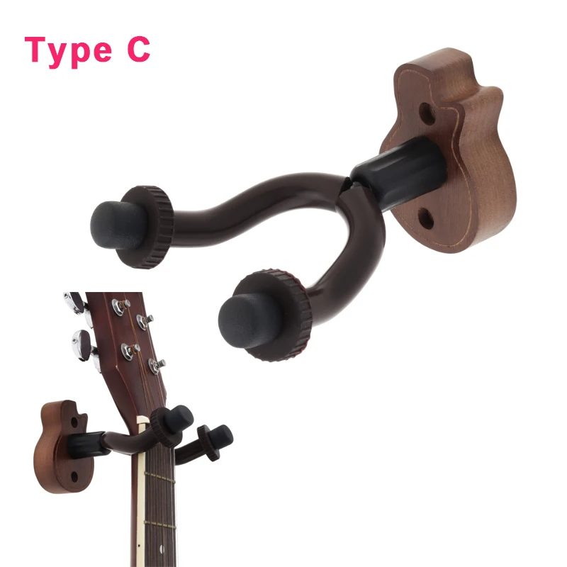Guitar Holder Hook Stand  Wood Base Picks Slot Wall Mount Guitar Hanger for Acoustic Electric Guitar