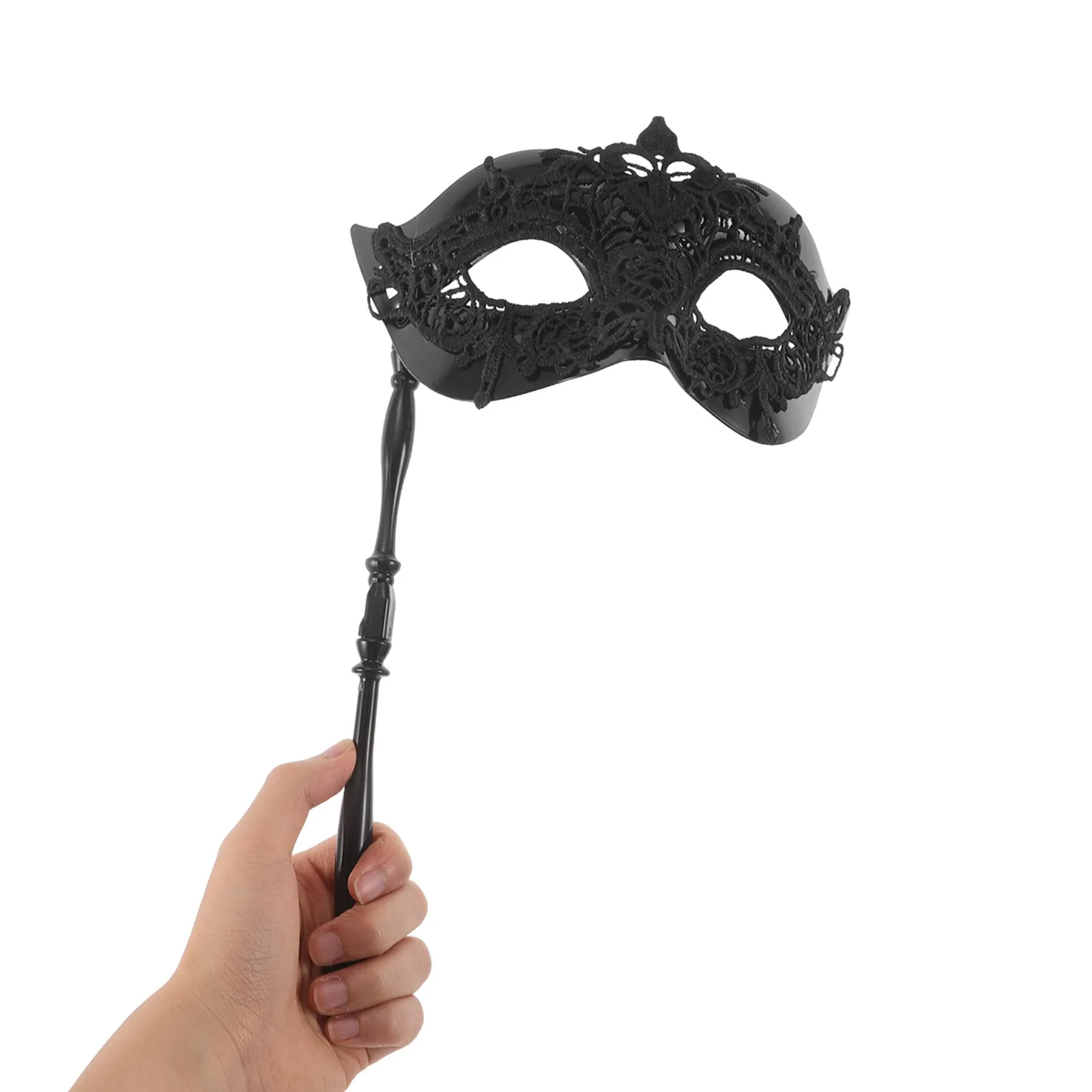 

Elegant Half Face Mask with Holding Stick Intricate Lace Design for Masquerade Ball Costume Party Carnival Dance Event Unisex