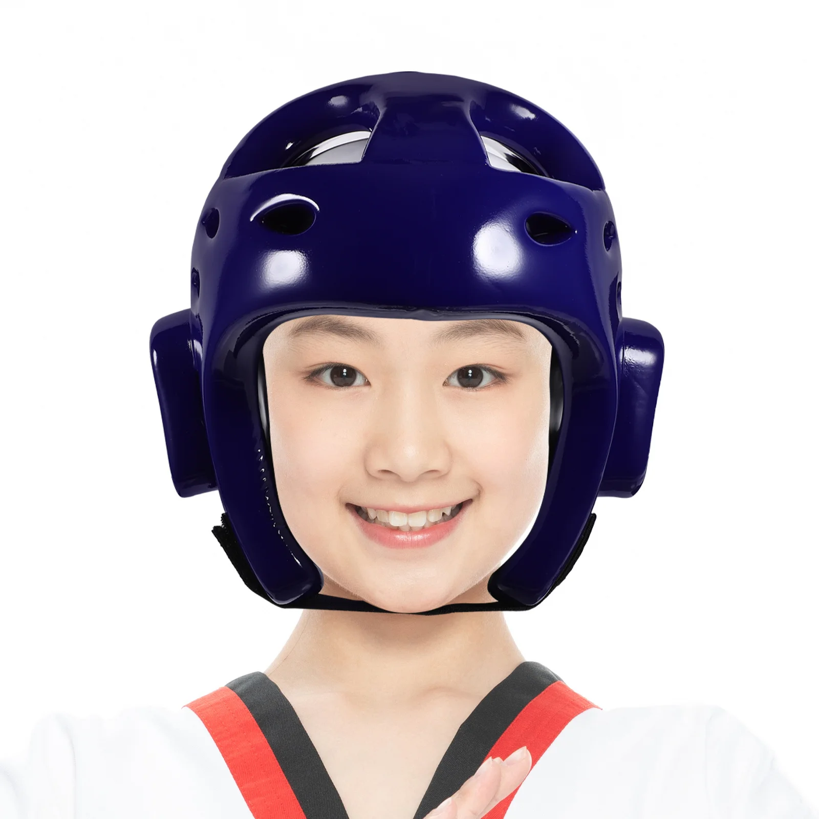 

Kids Taekwondo Eva Sparring Headgear Size S Blue Air Vented Protective Gear for Kickboxing Karate Training Competition