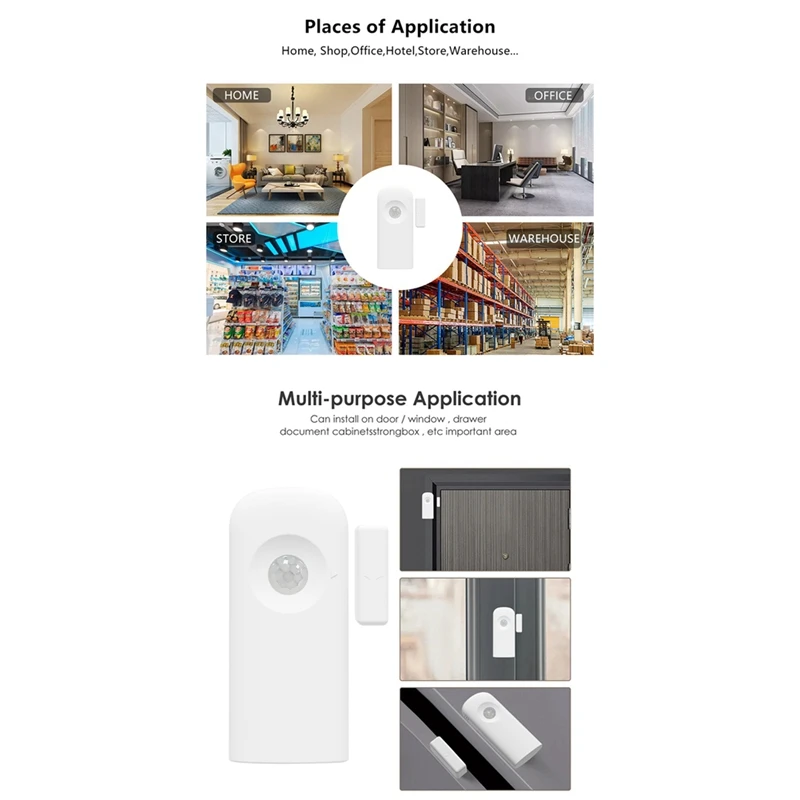 Wifi датчик для двери датчик контакта для домашней безопасности, беспроводной магнитный детектор открывания двери
