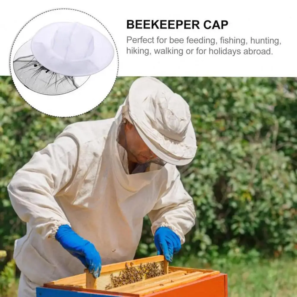 White Anti-bee Caps Beekeeping Protective Bee Hat Insect Mesh Face Hat Anti-Mosquito Shawl Hat Outdoor Fishing Face Mask Hat