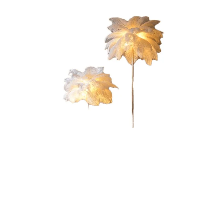 

Feather floor lamp wedding road ostrich hair Nordic living room coffee table rack vertical lamp