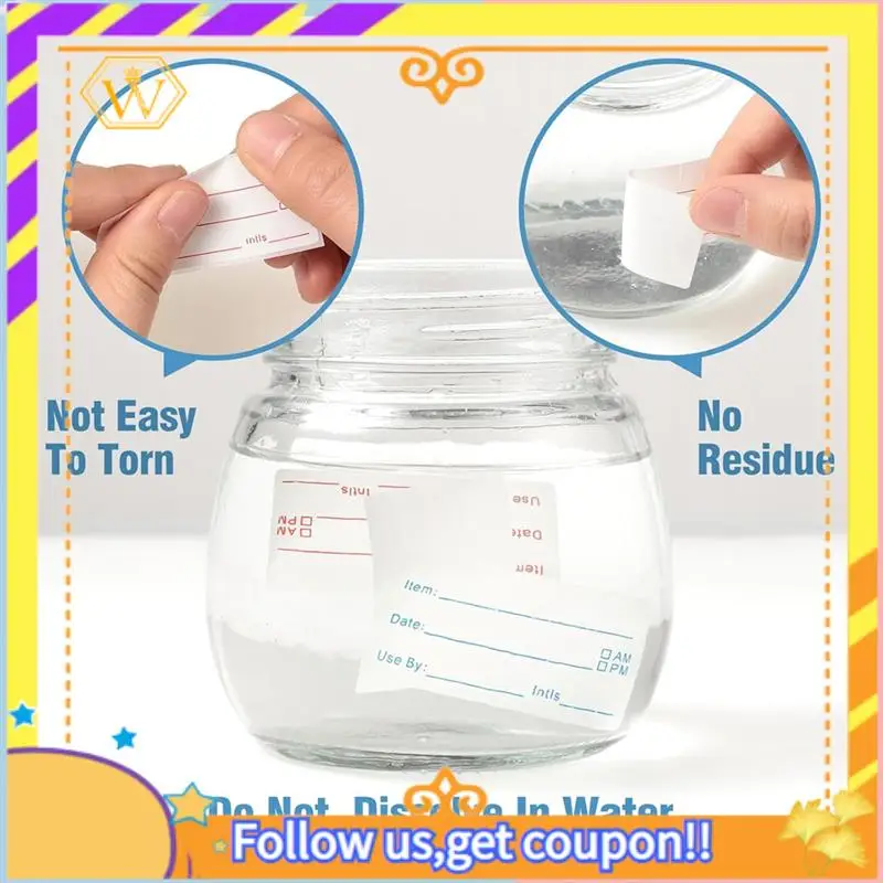 أحدث-4 لفات 2000 قطعة من ملصقات الفريزر القابلة للإزالة، 1 × 2 بوصة ملصقات تاريخ الطعام ملصقات تاريخ الطعام ملصقات طعام الثلاجة #4